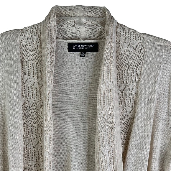 Jones of New York Petite Cropped Oatmeal Color with Lace Like a Scarf Size SP - Picture 1 of 7
